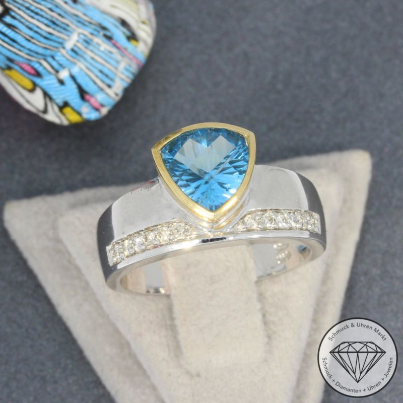 Wert 1690 € Bicolor Brillant Topas Ring in 585er 14 K Gold - 95238