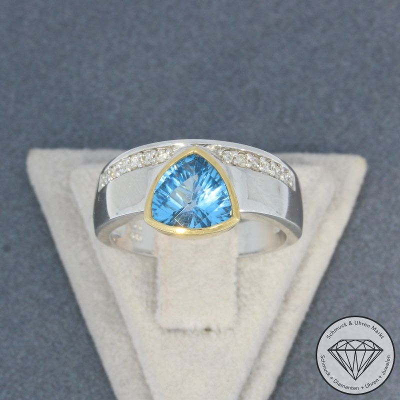 Wert 1690 € Bicolor Brillant Topas Ring in 585er 14 K Gold - 95238