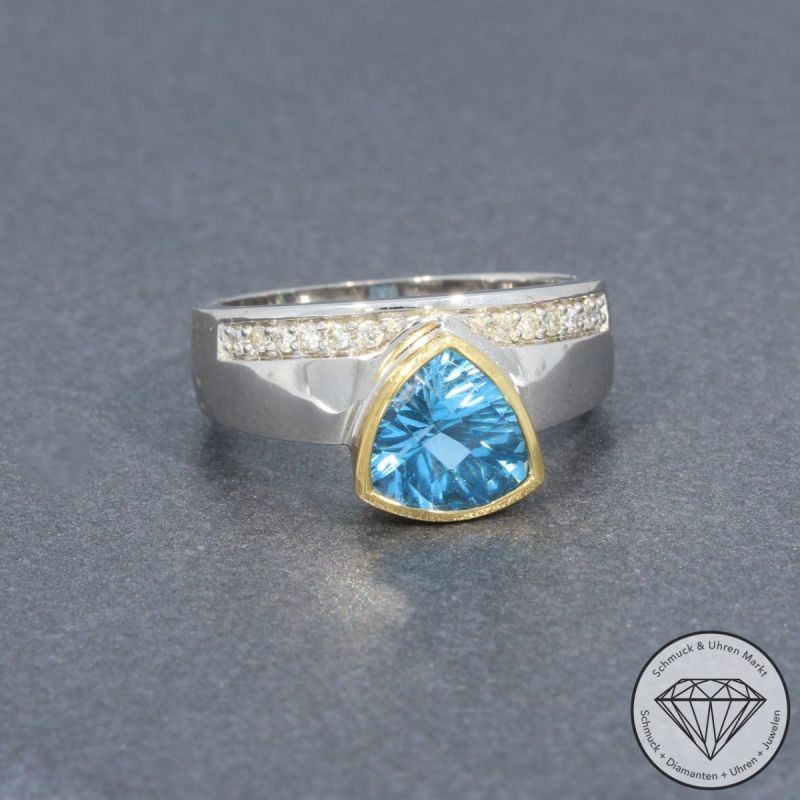 Wert 1690 € Bicolor Brillant Topas Ring in 585er 14 K Gold - 95238