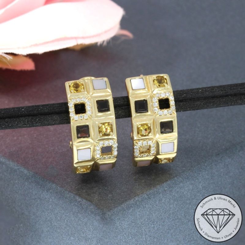 Wert 3550 € Brillant Farbedelstein Ohrringe in 585er 14 K Gelbgold - 95261