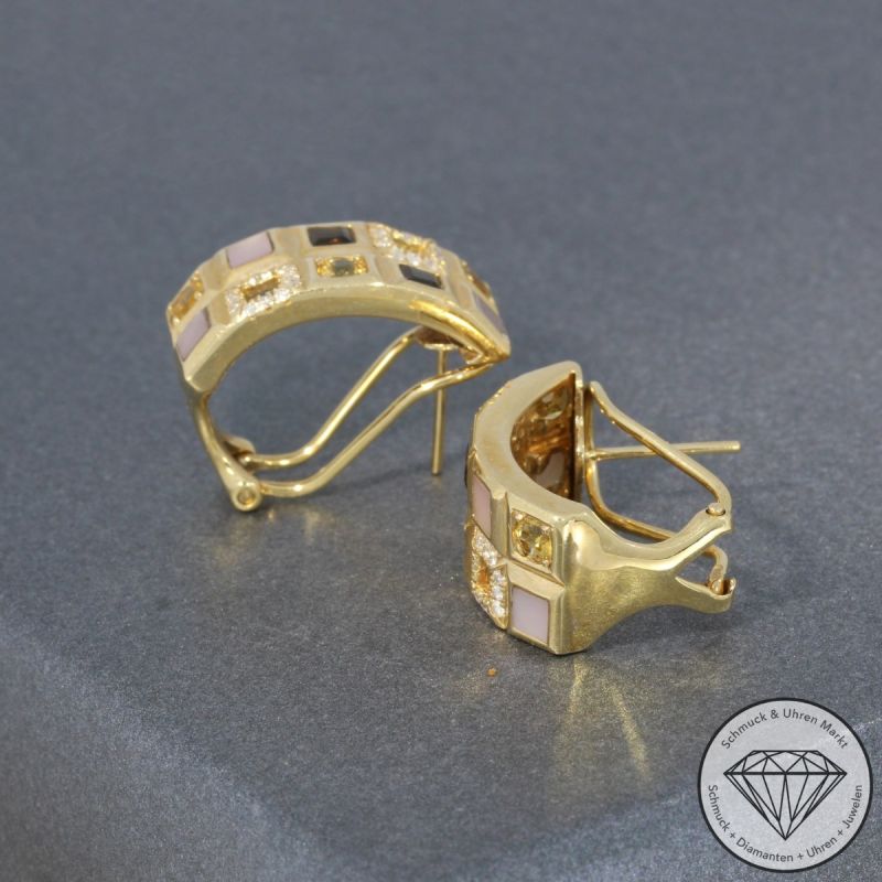 Wert 3550 € Brillant Farbedelstein Ohrringe in 585er 14 K Gelbgold - 95261