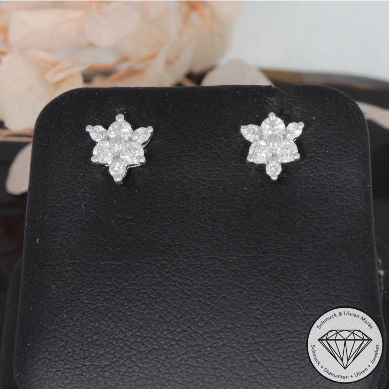 Wert 1080 € Brillant Ohrringe (0,37 carat) in 585er 14 K  Weißgold - 95271