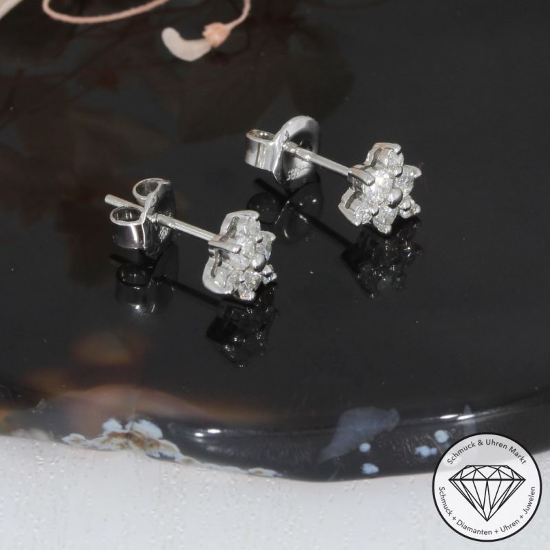 Wert 1080 € Brillant Ohrringe (0,37 carat) in 585er 14 K  Weißgold - 95271