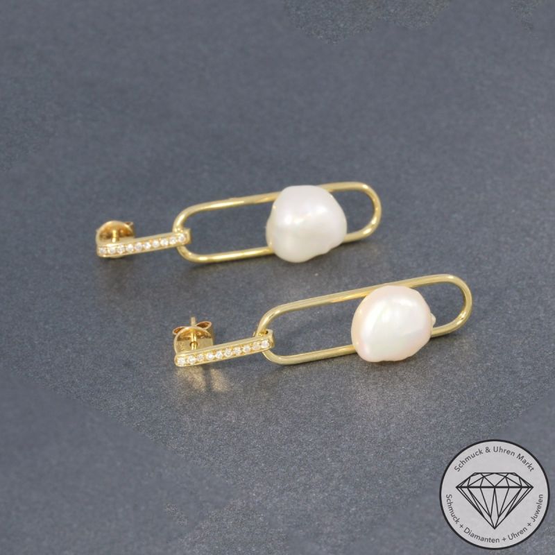 Wert 1550 € Brillant Perl Ohrringe in 585er 14 K Gelbgold - 95289