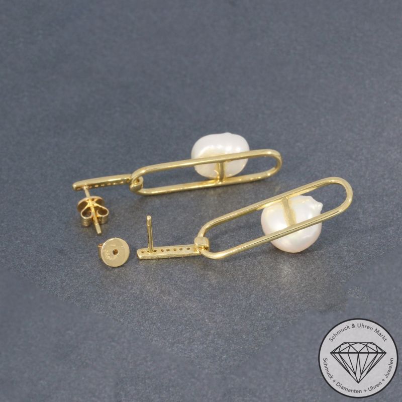 Wert 1550 € Brillant Perl Ohrringe in 585er 14 K Gelbgold - 95289
