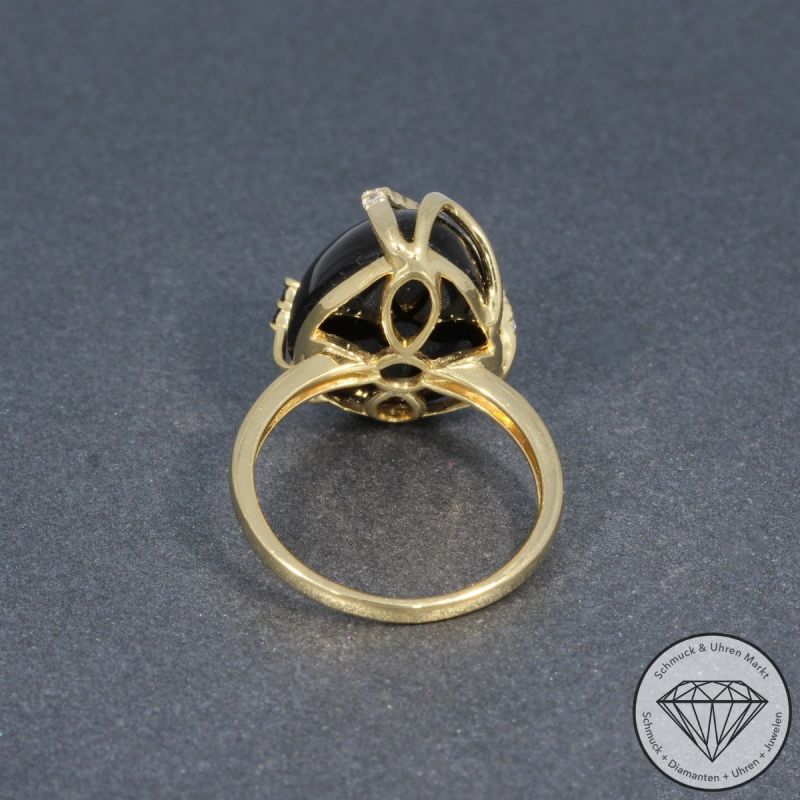 Wert 1780 € Brillant Saphir Achat Ring in 585er 14 K Gelbgold - 95290