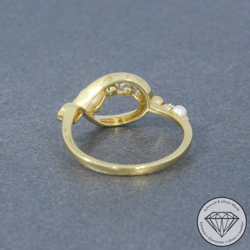 Wert 990 € Brillant Perl Ring in 585er 14 K Gelbgold - 95296