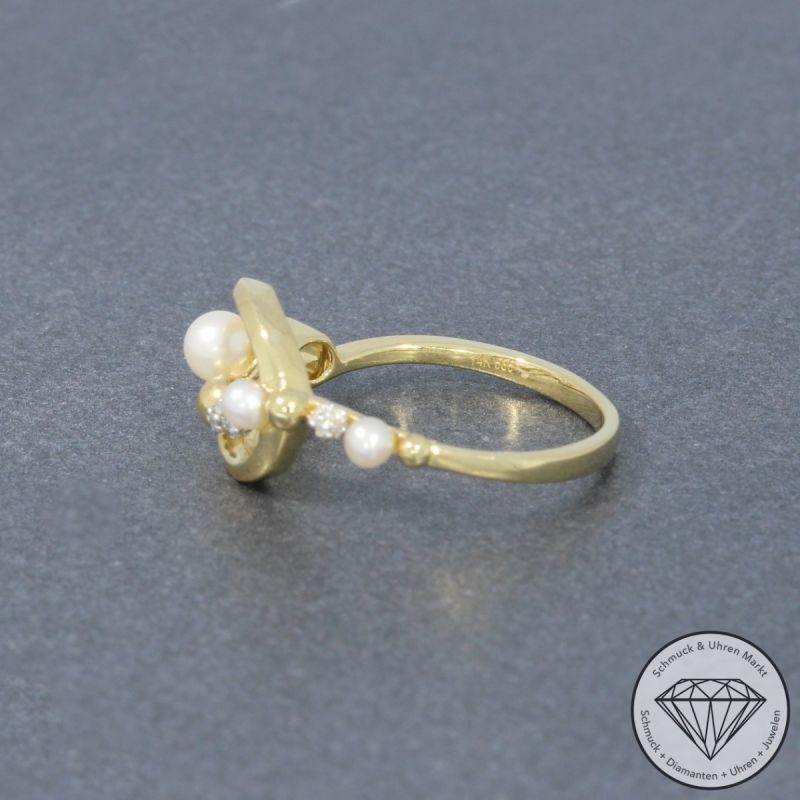 Wert 990 € Brillant Perl Ring in 585er 14 K Gelbgold - 95296