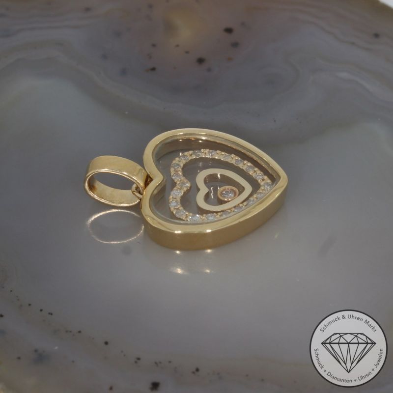 Wert 1850 € Brillant Diamant Anhänger Herz in 750er 18 K Gelbgold - 95309