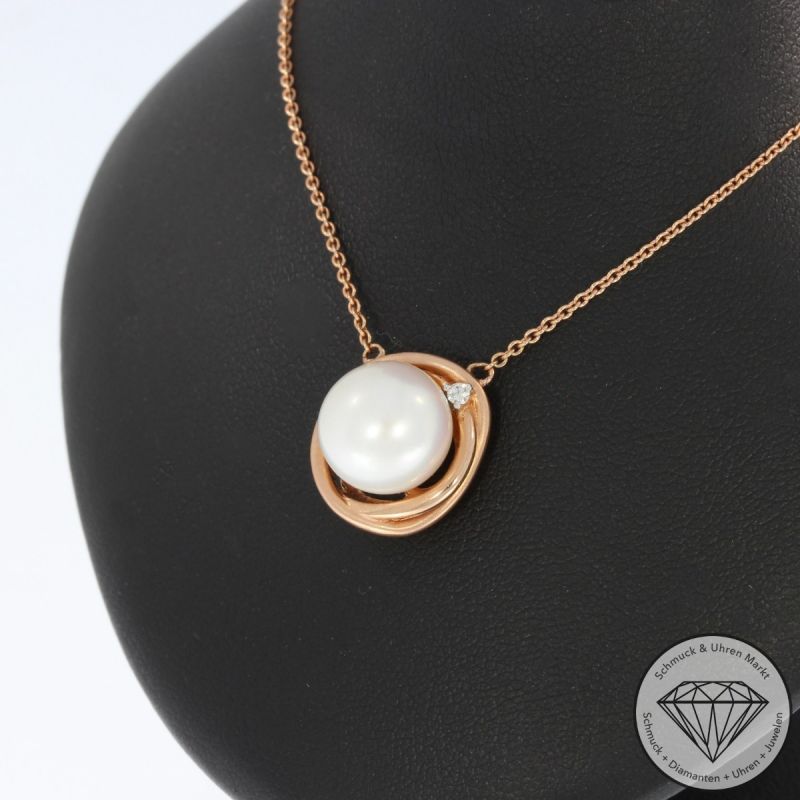 Wert 1550 € Brillant Perl Collier in 585er 14 K Rosegold - 95323