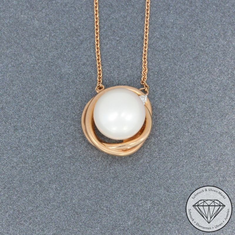Wert 1550 € Brillant Perl Collier in 585er 14 K Rosegold - 95323