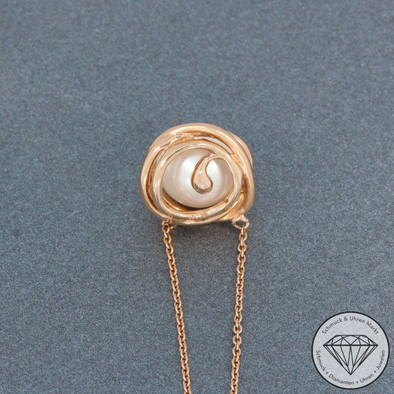 Wert 1550 € Brillant Perl Collier in 585er 14 K Rosegold - 95323