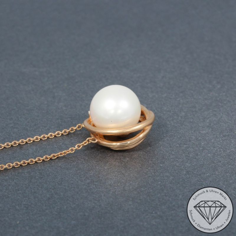 Wert 1550 € Brillant Perl Collier in 585er 14 K Rosegold - 95323