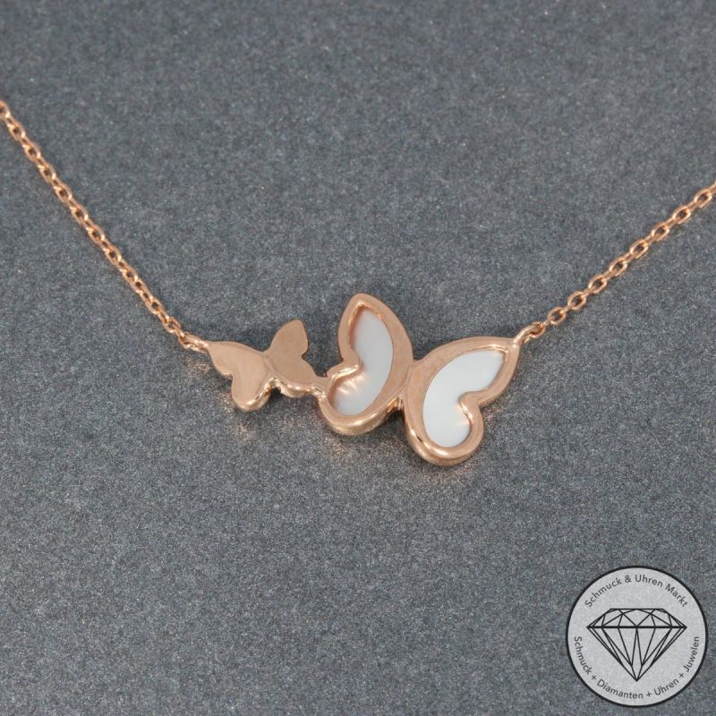 Wert 1490 € Brillant Perlmutt Collier Schmetterling in 750er 18 K Rosegold - 95343