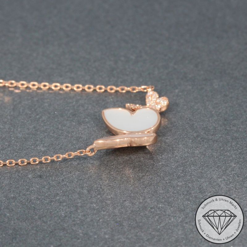 Wert 1490 € Brillant Perlmutt Collier Schmetterling in 750er 18 K Rosegold - 95343