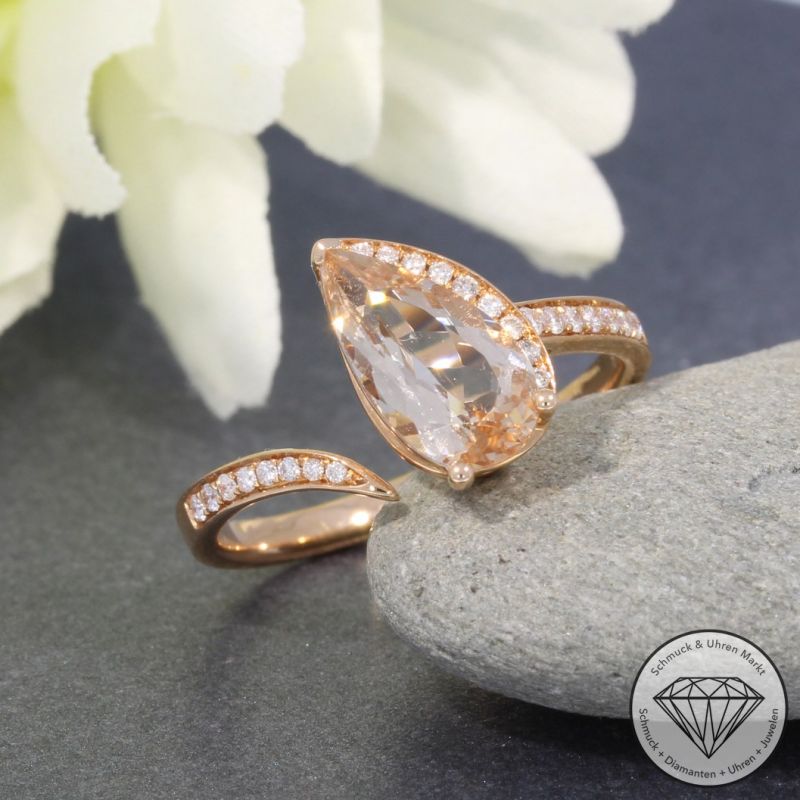 Wert 2250 € Brillant Morganit Ring in 750er 18 K Rosegold - 95439