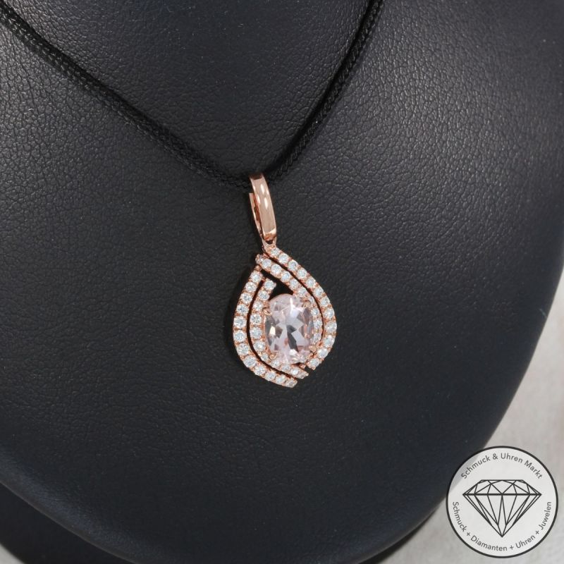 Wert 1650 € Brillant Morganit Anhänger in 750er 18 K Rosegold - 95446