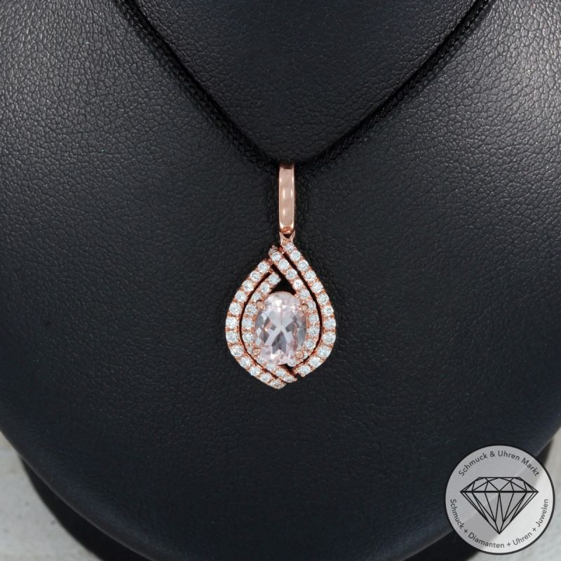 Wert 1650 € Brillant Morganit Anhänger in 750er 18 K Rosegold - 95446