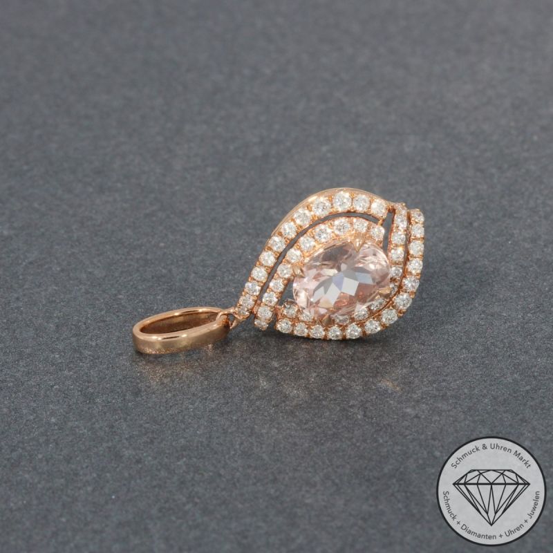 Wert 1650 € Brillant Morganit Anhänger in 750er 18 K Rosegold - 95446