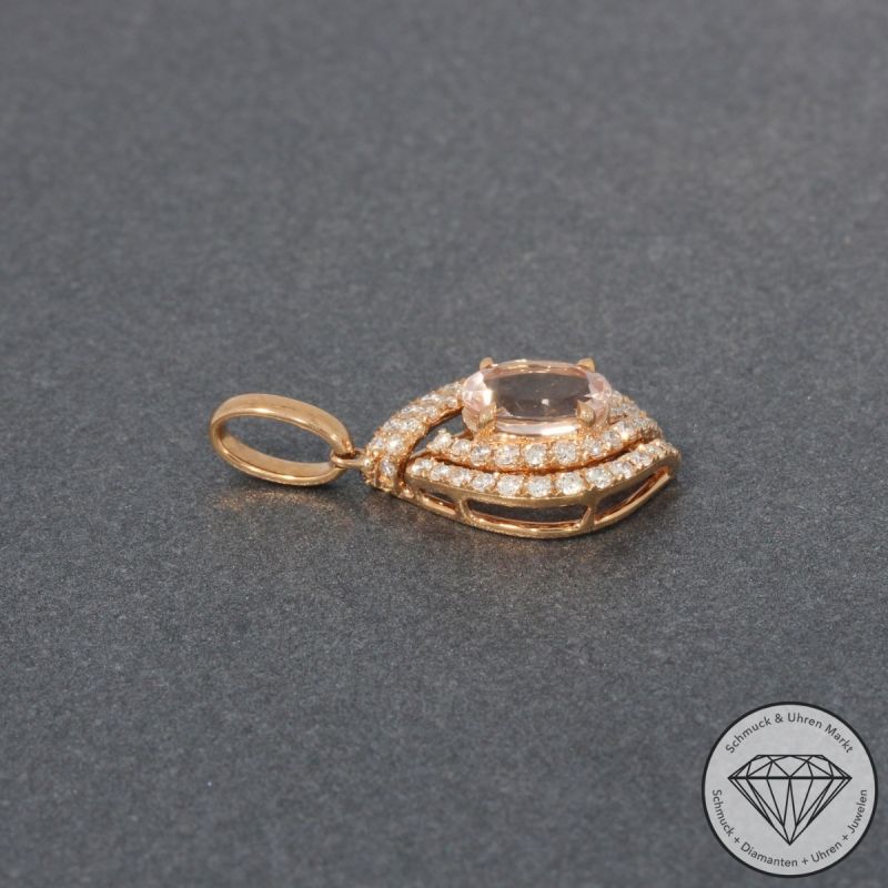 Wert 1650 € Brillant Morganit Anhänger in 750er 18 K Rosegold - 95446