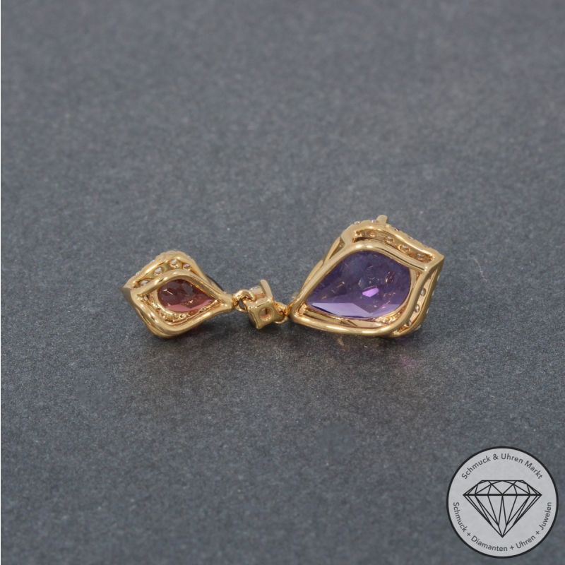 Wert 1250 € Brillant Amethyst Granat Anhänger in 750er 18 K Rosegold - 95450