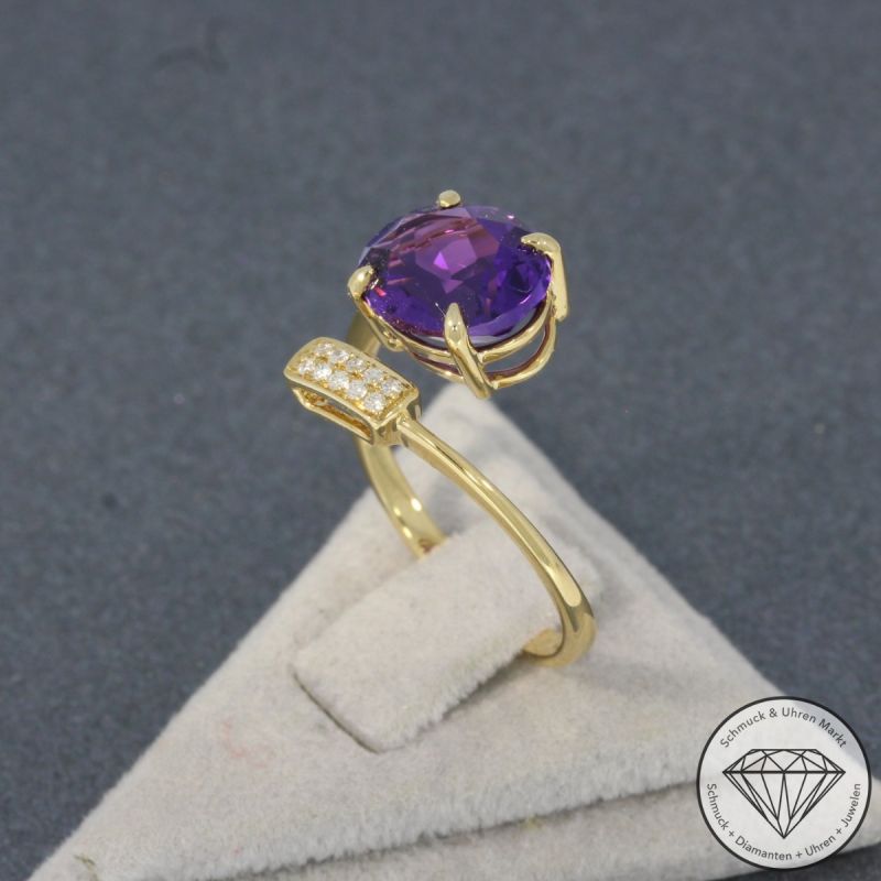 Wert 1650 € Brillant Amethyst Ring in 750er 18 K Gelbgold - 95456