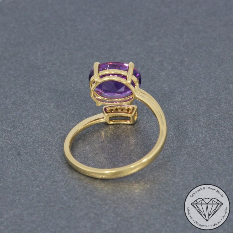 Wert 1650 € Brillant Amethyst Ring in 750er 18 K Gelbgold - 95456