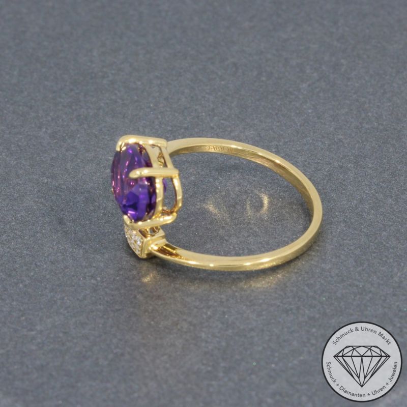 Wert 1650 € Brillant Amethyst Ring in 750er 18 K Gelbgold - 95456