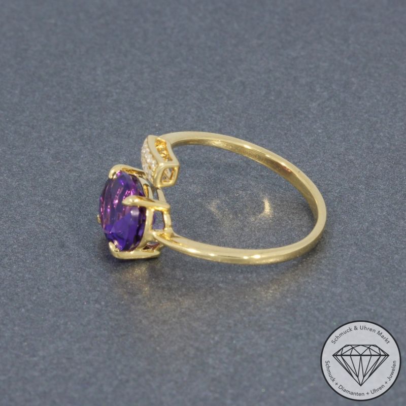 Wert 1650 € Brillant Amethyst Ring in 750er 18 K Gelbgold - 95456