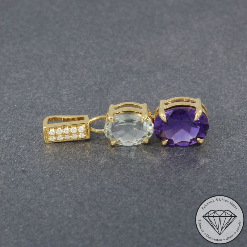 Wert 1190 € Brillant Amethyst Anhänger in 750er 18 K Gelbgold - 95482