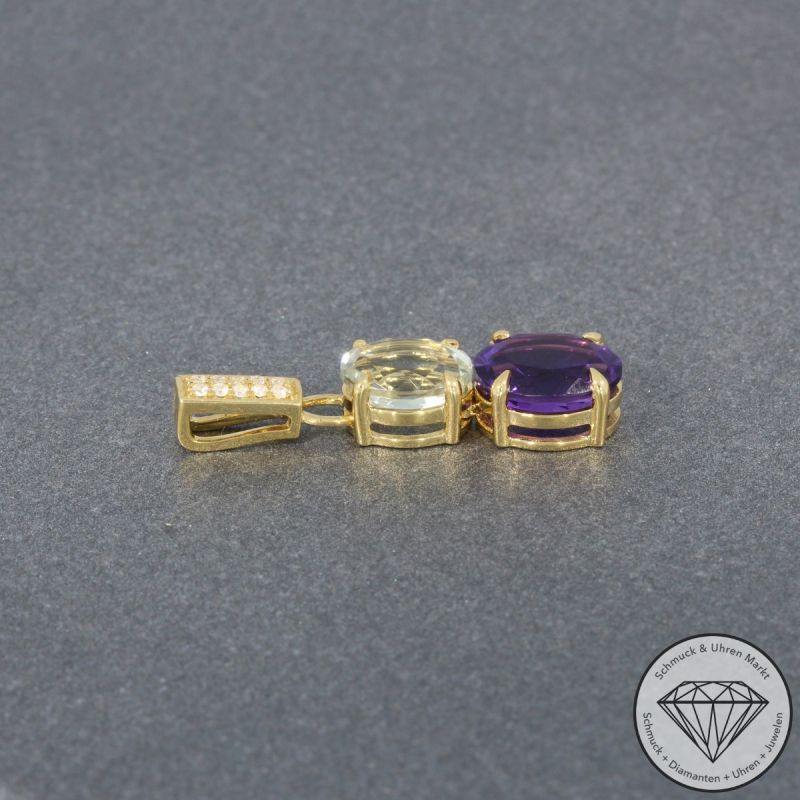 Wert 1190 € Brillant Amethyst Anhänger in 750er 18 K Gelbgold - 95482