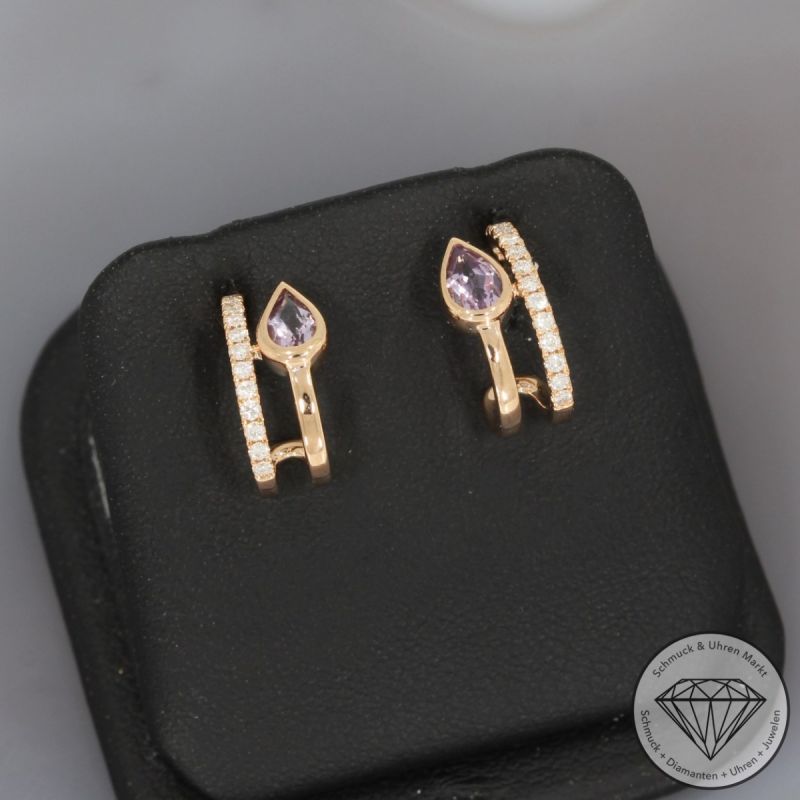 Wert 1650 € Brillant Amethyst Ohrringe in 750er 18 K Rosegold - 95483