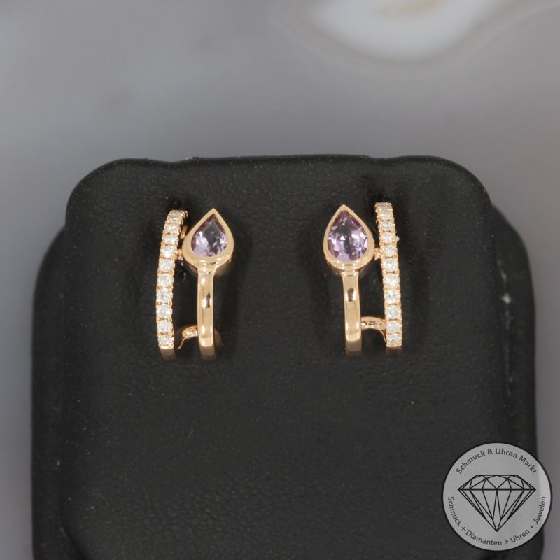 Wert 1650 € Brillant Amethyst Ohrringe in 750er 18 K Rosegold - 95483