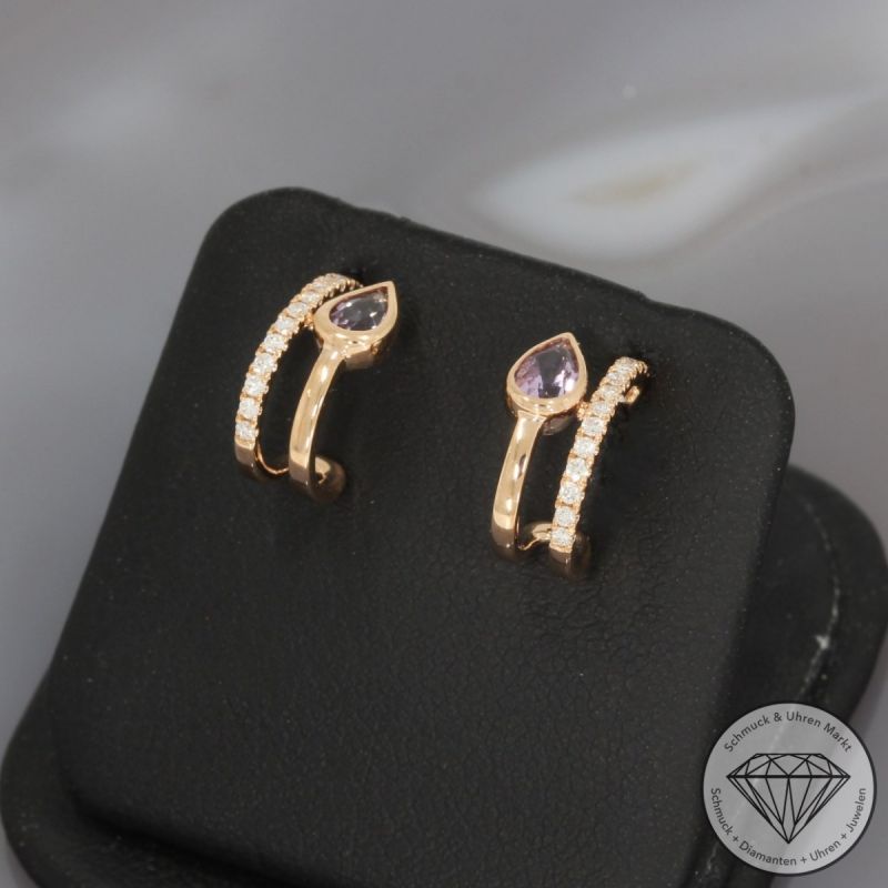 Wert 1650 € Brillant Amethyst Ohrringe in 750er 18 K Rosegold - 95483