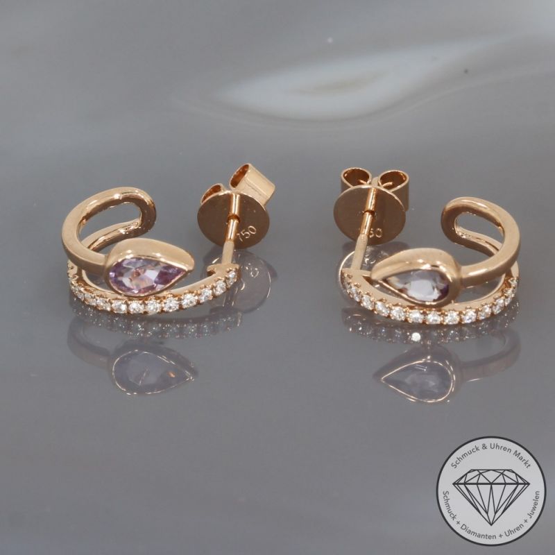 Wert 1650 € Brillant Amethyst Ohrringe in 750er 18 K Rosegold - 95483
