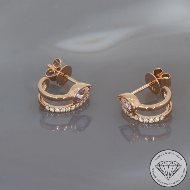 Wert 1650 € Brillant Amethyst Ohrringe in 750er 18 K Rosegold - 95483