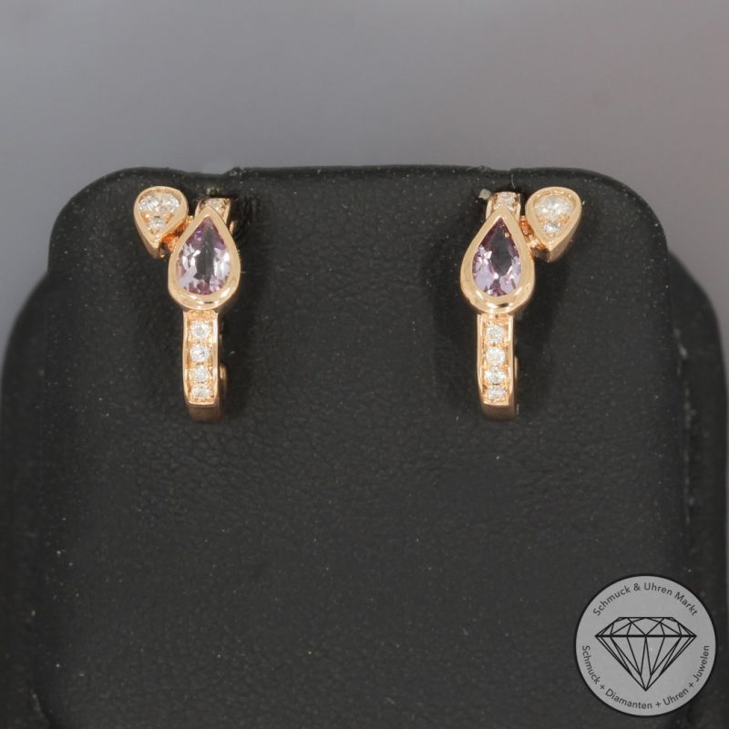 Wert 1590 € Brillant Amethyst Ohrringe in 750er 18 K Rosegold - 95485