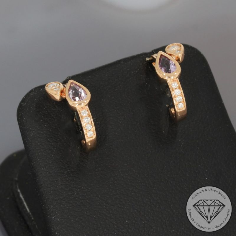 Wert 1590 € Brillant Amethyst Ohrringe in 750er 18 K Rosegold - 95485