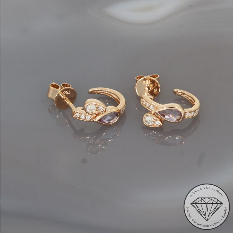 Wert 1590 € Brillant Amethyst Ohrringe in 750er 18 K Rosegold - 95485
