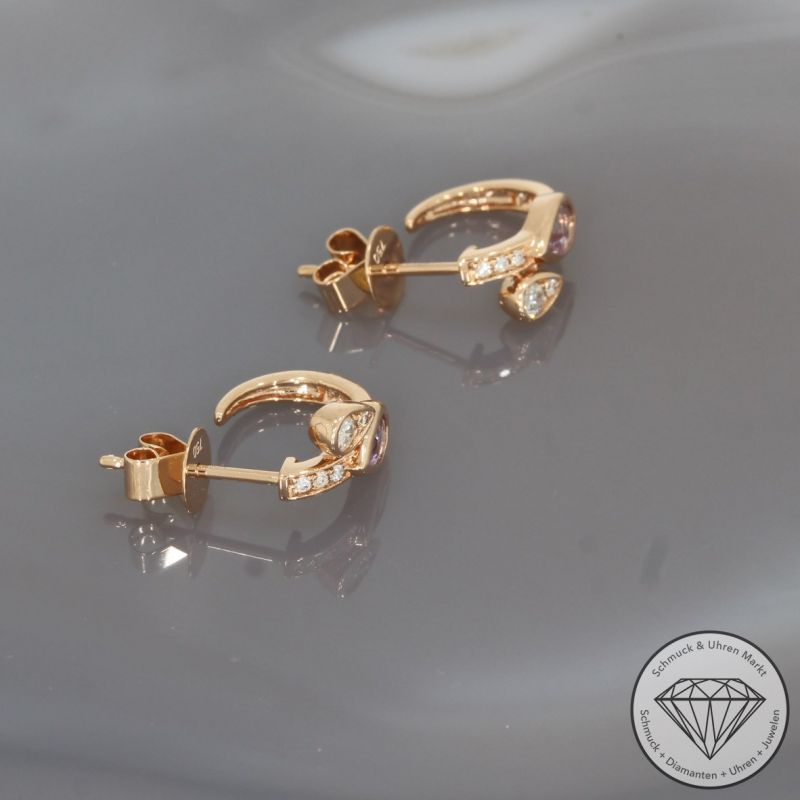 Wert 1590 € Brillant Amethyst Ohrringe in 750er 18 K Rosegold - 95485