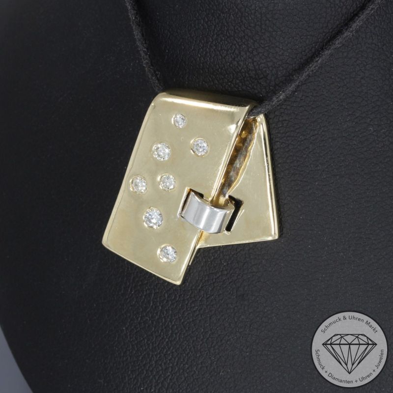 Wert 2290 € Bicolor Brillant Anhänger (ca. 0,40 carat) in 585er 14 K Gold - 95536