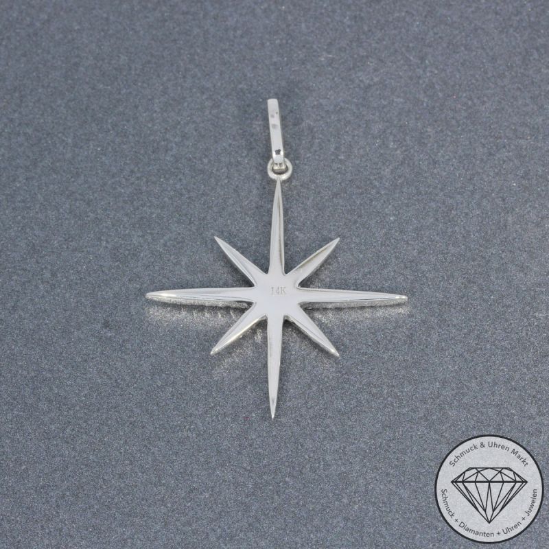 Wert 2290 € Brillant Stern Anhänger (0,43 carat) in 585er 14 K Weißgold - H756