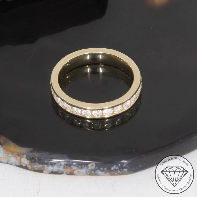 Sale! Wert 5290 € Brillant Memory Ring (1,33 carat) in 585er 14 K Gelbgold Gr.55 - H692