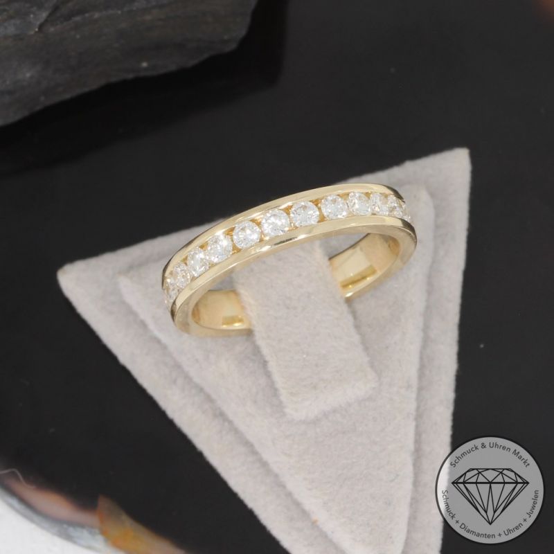 Sale! Wert 5290 € Brillant Memory Ring (1,33 carat) in 585er 14 K Gelbgold Gr.55 - H692