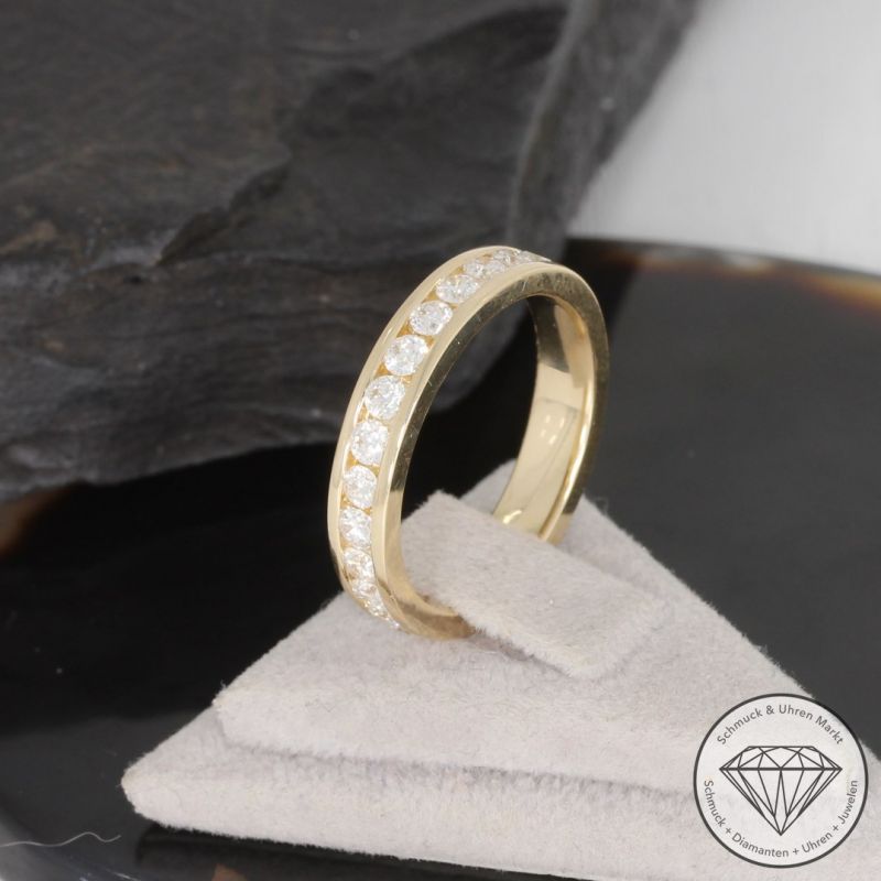 Sale! Wert 5290 € Brillant Memory Ring (1,33 carat) in 585er 14 K Gelbgold Gr.55 - H692