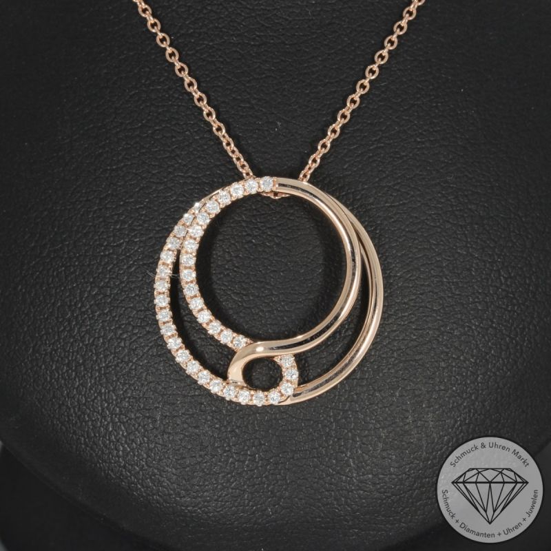 Wert 2100 € Brillant Anhänger mit Kette (0,22 carat) in 585er 14 K Roségold - H1015