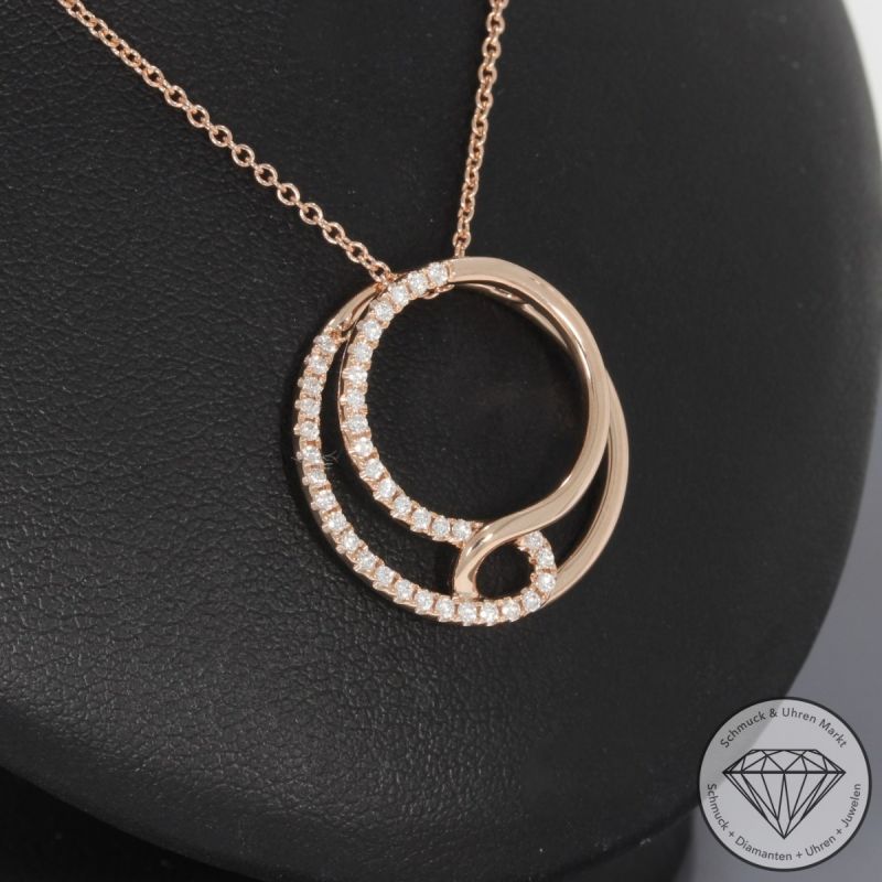 Wert 2100 € Brillant Anhänger mit Kette (0,22 carat) in 585er 14 K Roségold - H1015
