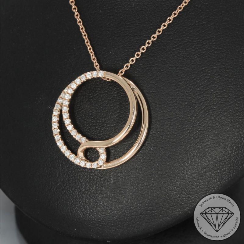 Wert 2100 € Brillant Anhänger mit Kette (0,22 carat) in 585er 14 K Roségold - H1015