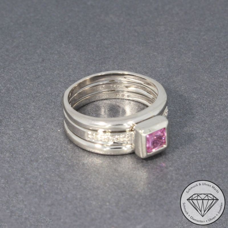 Sale! Wert 1700 € zweiteiliger Brillant Saphir Ring in 750er 18 K Weißgold - 95634
