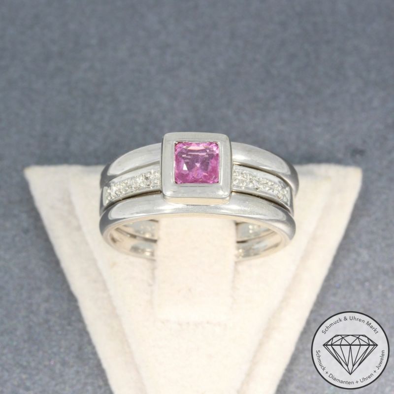 Sale! Wert 1700 € zweiteiliger Brillant Saphir Ring in 750er 18 K Weißgold - 95634